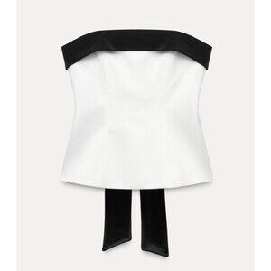 Zara strapless bow top in black and white in women size large 9003/420